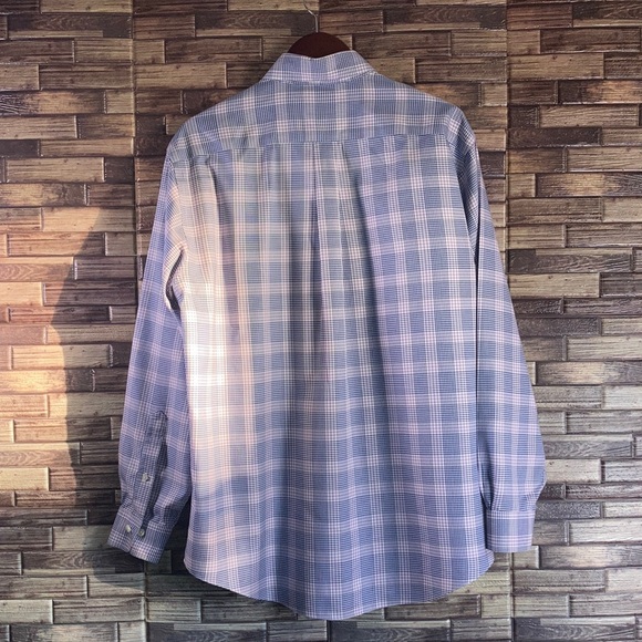 Men's Pre Owned Brooks Brother Blue & Purple Plaid Shirt Large - Picture 3 of 9